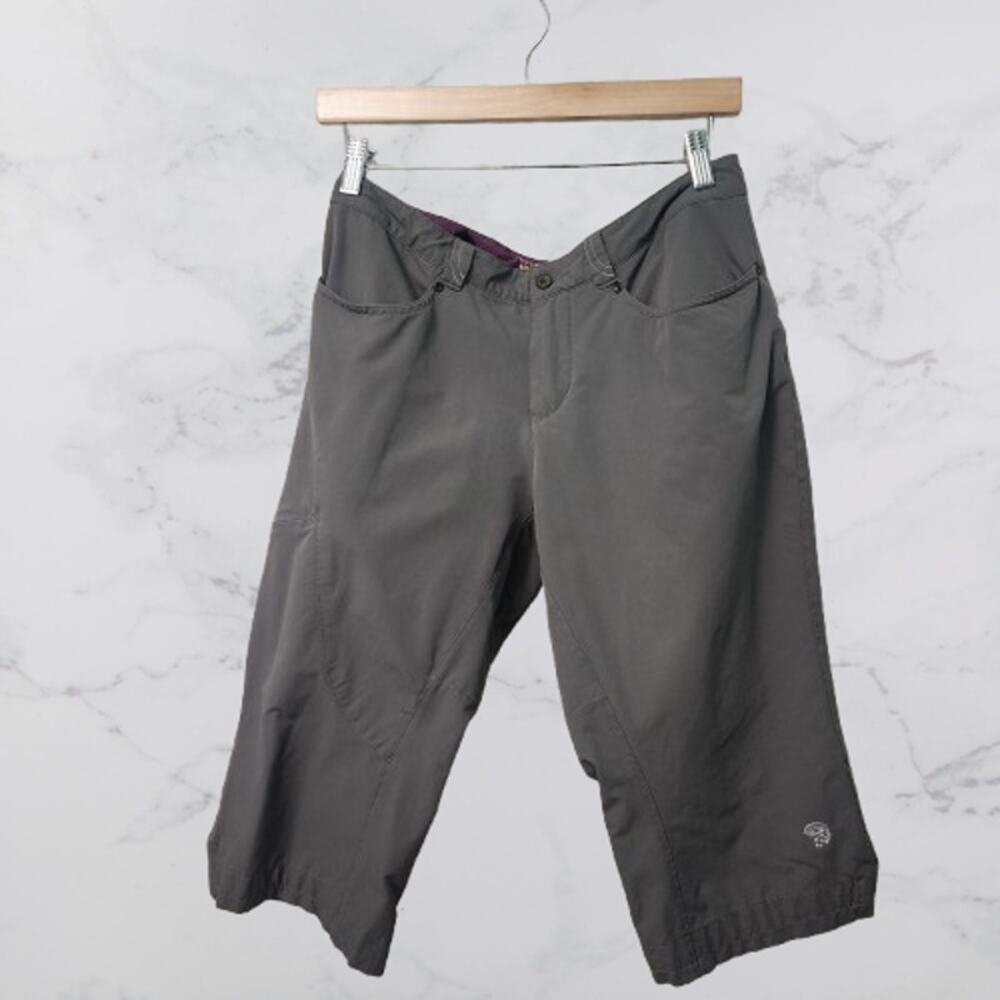 Mountain Hardware Women's Cargo Capri Pant Gray Zip Pocket Size 8